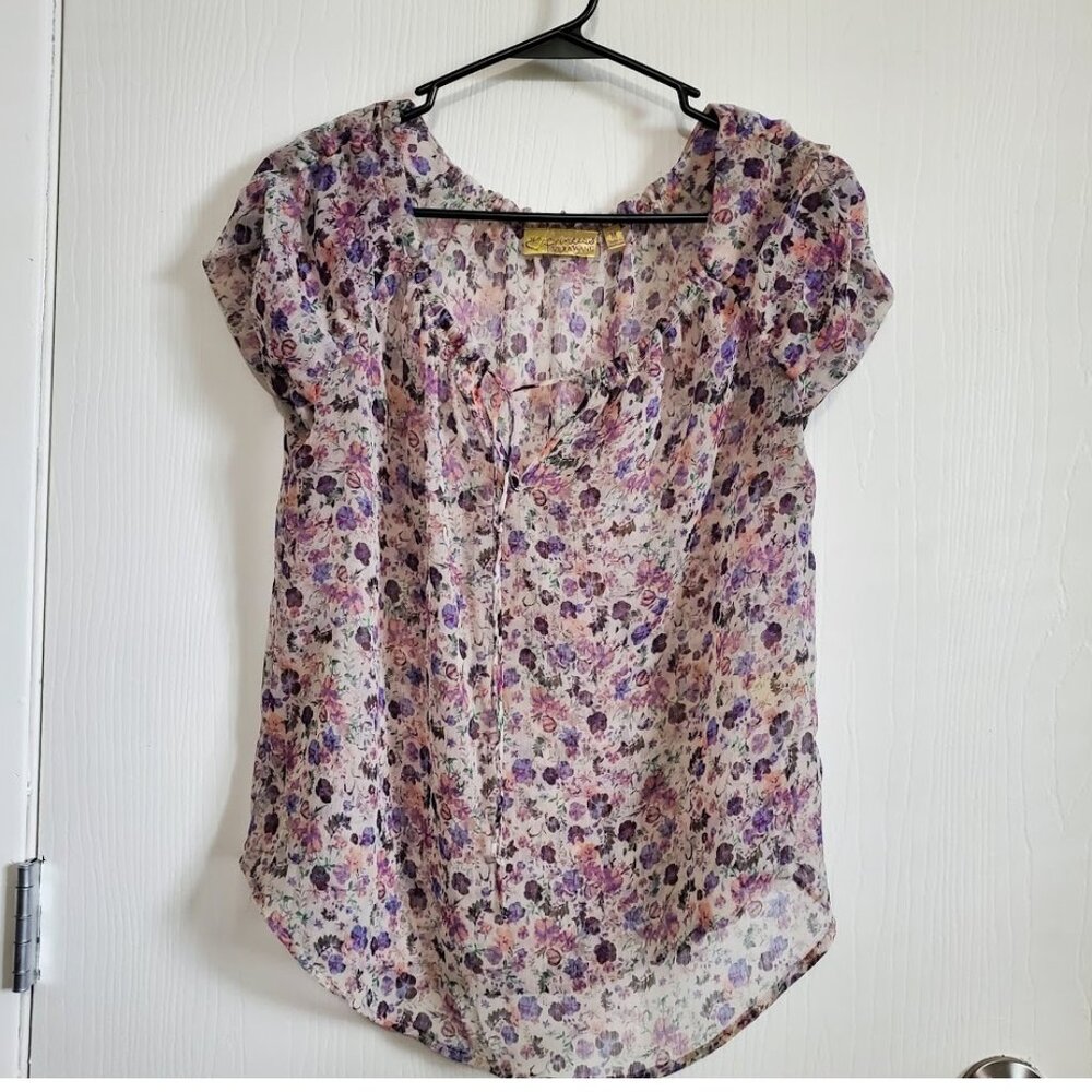 VERA WANG PRINCESS sheer floral shirt